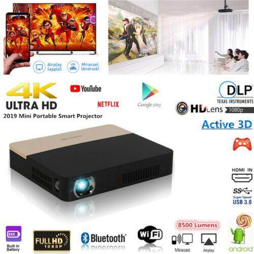8500Lumens DLP Android HD 1080p Home Cinema 4K Real 3D Projector Can Zoom Auto Keystone Android Bluetooth 4.0 Wifi DVD HDMI USB SD
