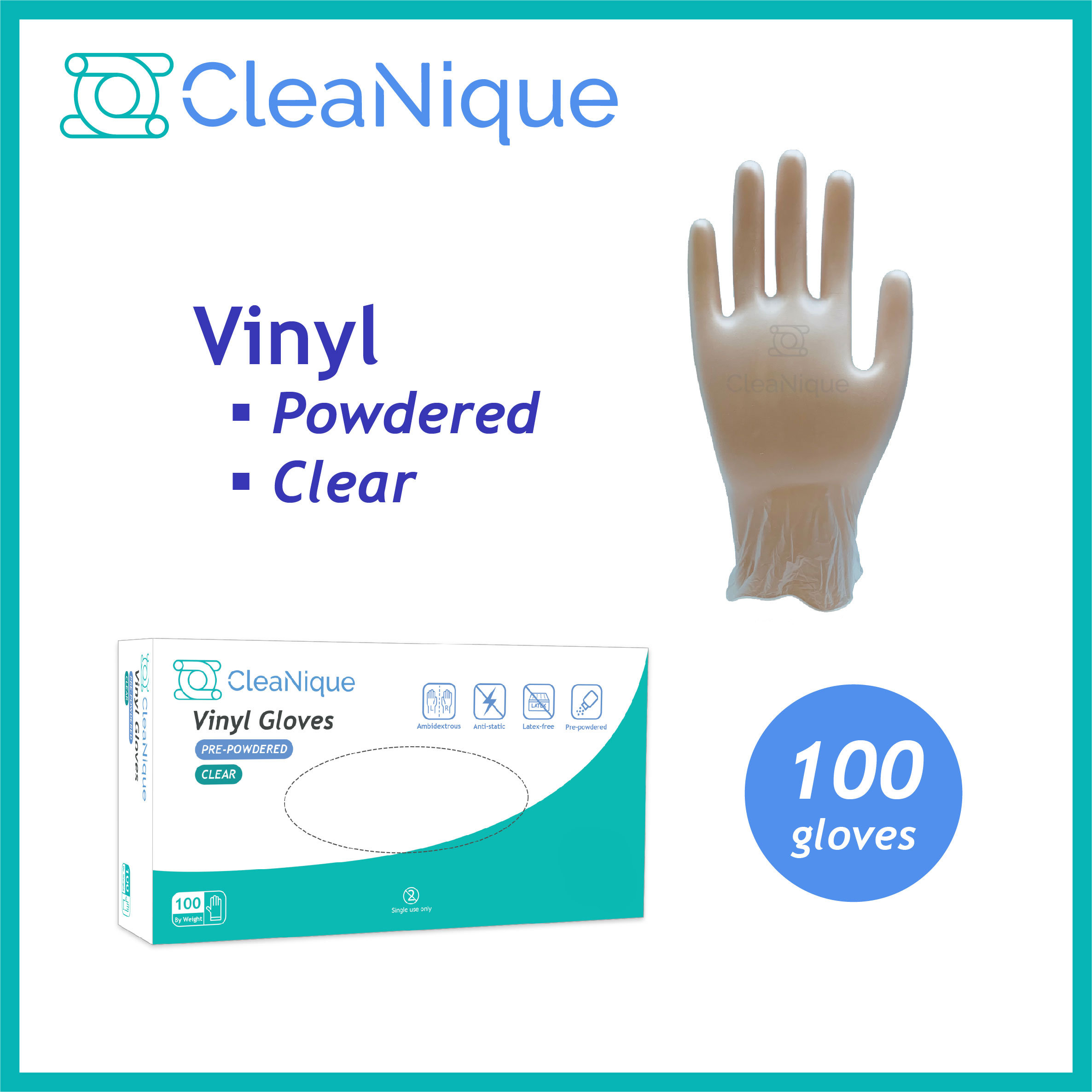 Disposable Vinyl Gloves | Food Grade Kitchen Baking Cooking Use [100 pcs/box]