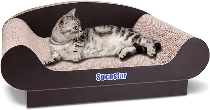Cat Couch Bed Pad – Cardboard Scratcher – Foldable Cat Sofa for Indoor Cats – Premium Cat Furniture with Catnip – Wear Resistant and Durable Scratching Board