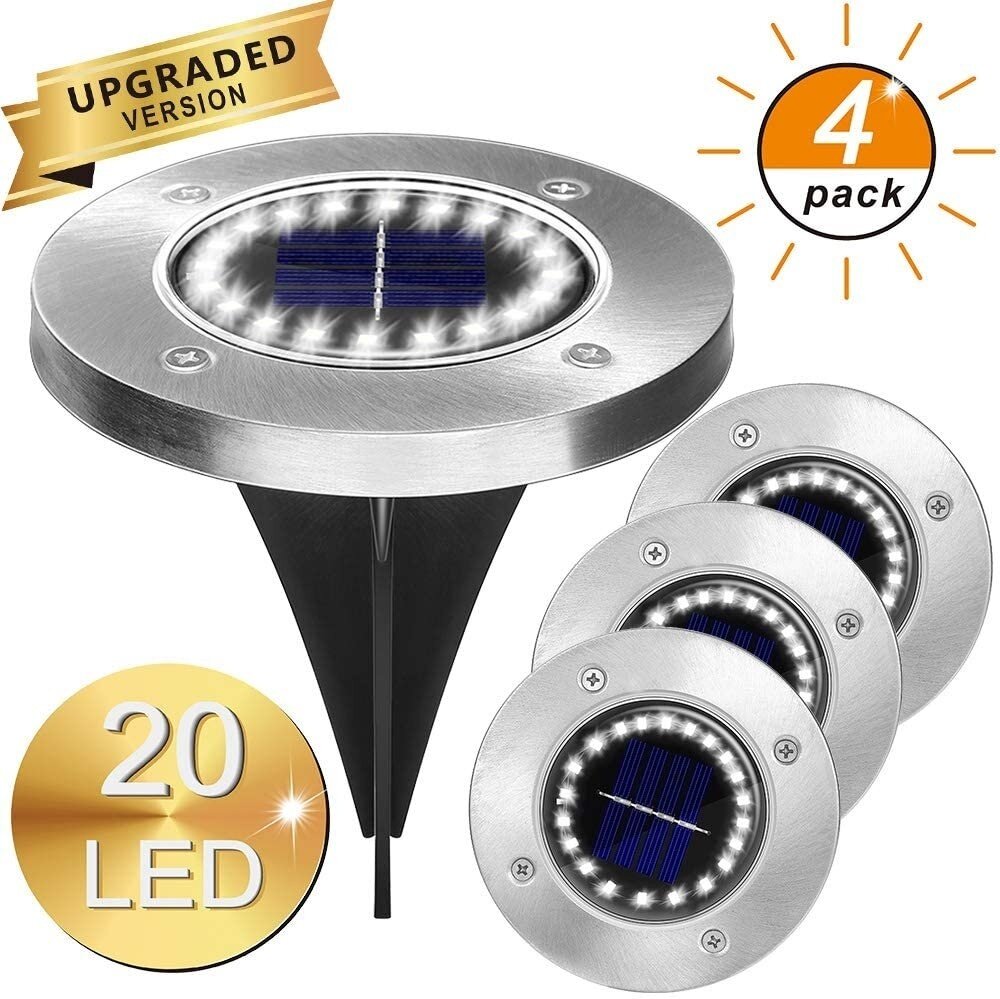 1/2/4 Pack 20 LED Solar Buried Lamp Waterproof Ground Lights Outdoor Garden Path Decoration Underground Lamp Sidewalk Lighting IP65 Floor Lamp Landscape Lights Solar Garden Lights
