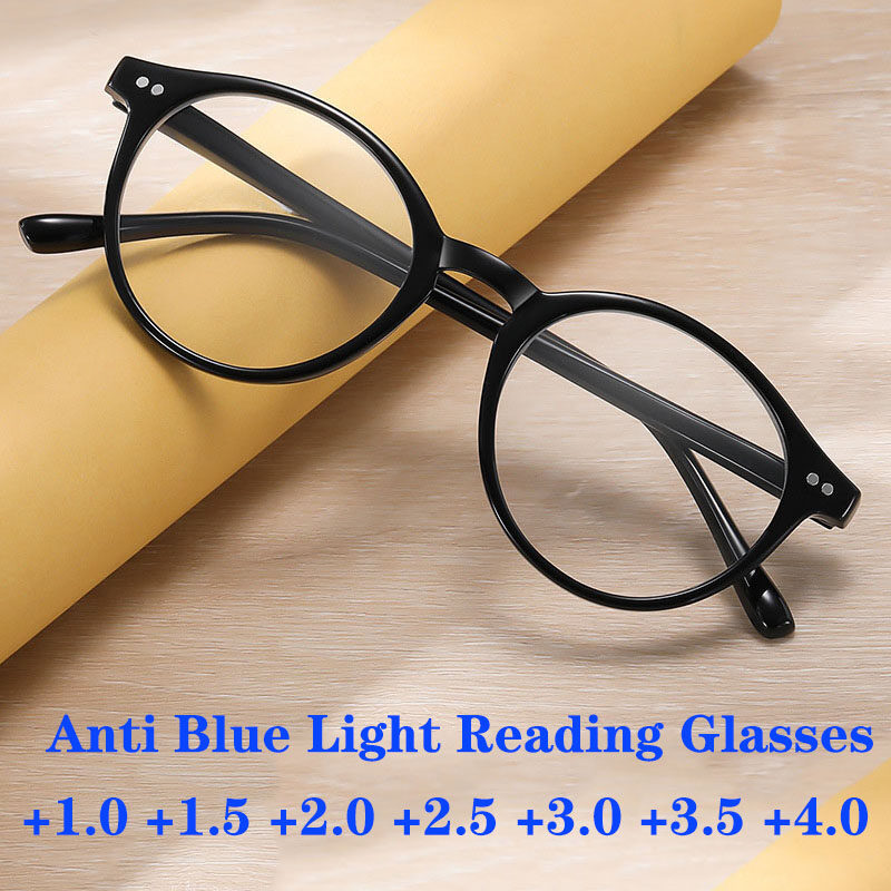 Anti Blue Light Reading Glasses For Women Classic Retro Black Glasses Frame Men Hyperopia Eyeglasses Power Spectacles Clear Lens Magnification Readers +1.0 To +4.0 Unisex Blue Light Protection Presb