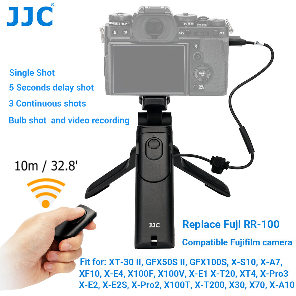 JJC RR-100 Shooting Grip with Wireless Remote Control for Fuji Fujifilm X-H2S X-T4 X-T3 X-T2 X-T30 X-T30II X-T20 X-T200 X-S10 X-E4 X-E3 X-PRO3 X-PRO2 X100V X100F Camera