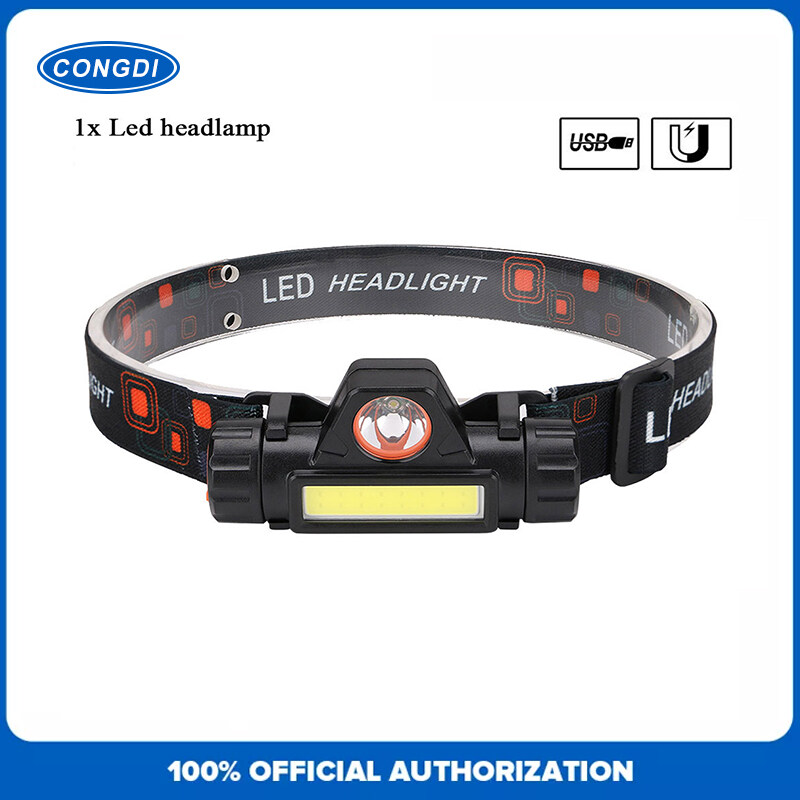 CONGDI Led Headlamp Portable mini Powerful LED Headlamp XPE COB USB Rechargeable Headlight Emergency Built-in Battery Waterproof Head Torch Head Lamp Outdoor Camping Fishing
