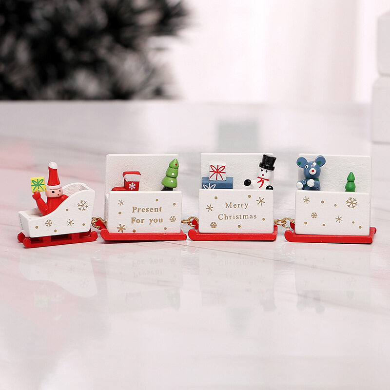 Merry Christmas Wooden Train Ornament Christmas Decoration For Home Santa Claus Gift 2022 New Year Xmas Decor
