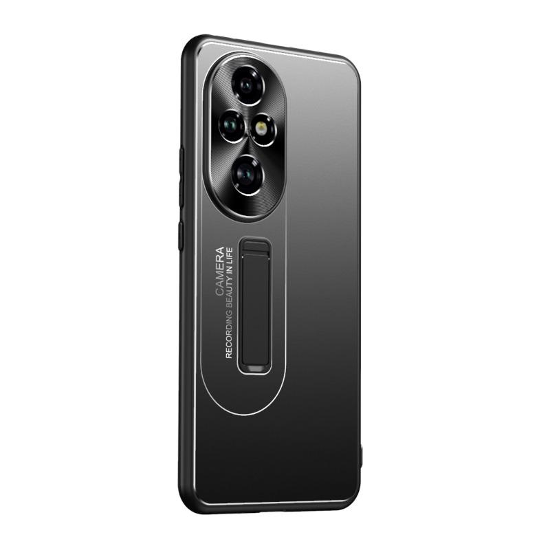 Case for Honor 200 Pro / Honor 200 5G Frosted Metal Back Cover Inlaid Metal Bracket Camera Lens Protection Anti-fingerprint Anti-drop Shockproof Phone Case