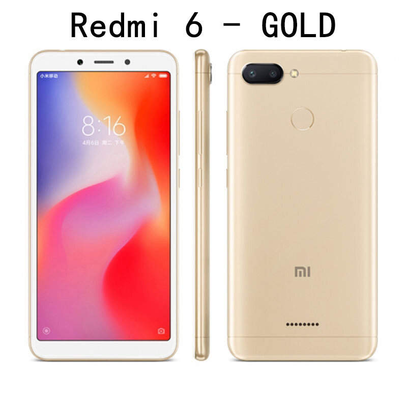 Smartphone Xiaomi Redmi 6 Pro / Mi A2 lite Cellphone with Phone Case, 4000mAh Batterry Dual SIM Solt Dual Camera Global Firmware
