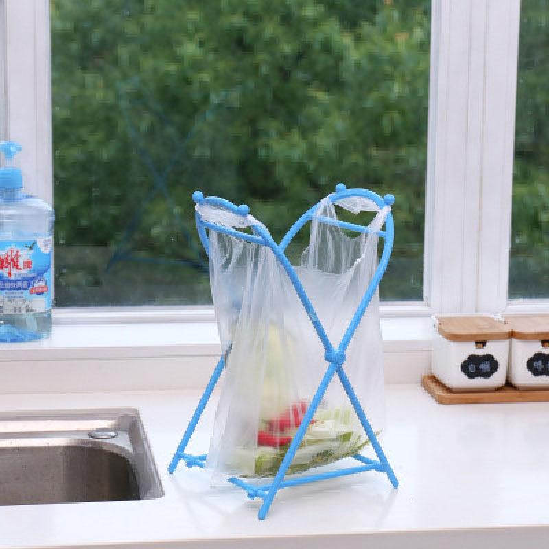 1pcs Kitchen Storage Organizer Desk Floor Trash Support Shelf Tote Foldable Garbage Bag Rack Bag Bracket Holder Home Accessories