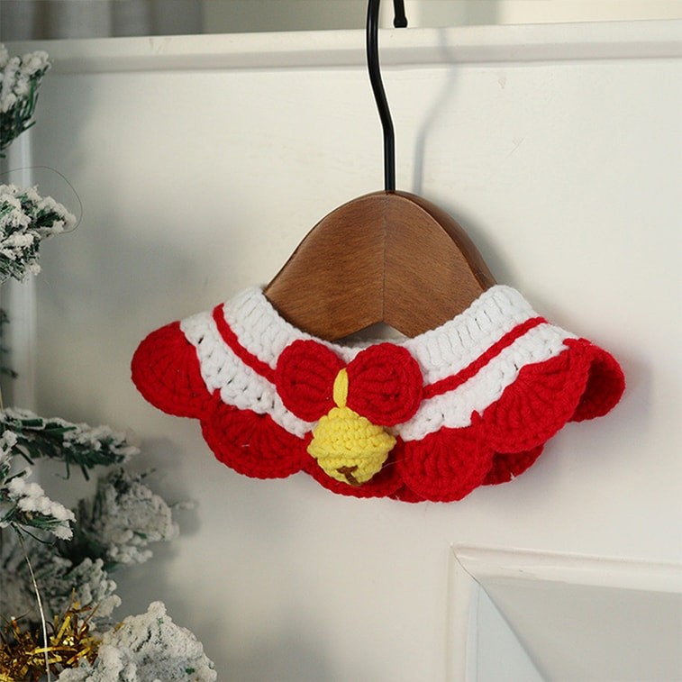 New Handmade Festive Atmosphere Pet Cat Collar New Year Red Bell S