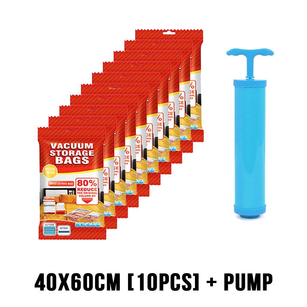 [LOCAL SELLER] FREE Pump + Vacuum Bags Travel Storage for Clothes Reusable Bags Compression Packing For Clothes Clothing Travel with Pump Singapore Set Extra Large Foldable Organizer Laundry Wardrobe