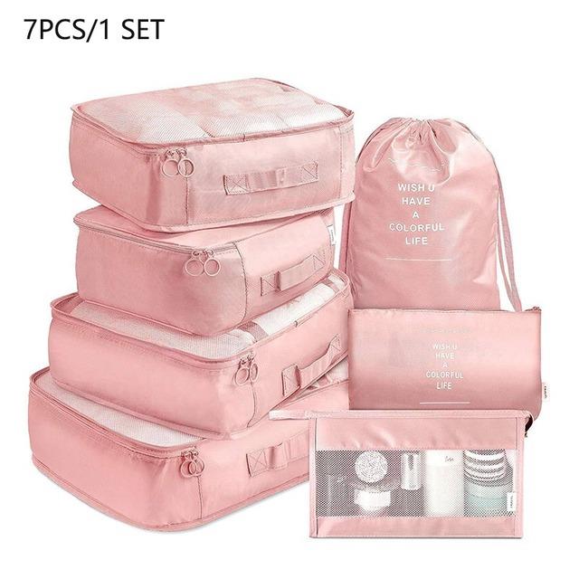 7 Pieces Set Travel Organizer Storage Bags Suitcase Packing Set Storage Cases Portable Luggage Organizer Clothe Shoe TidyPouch