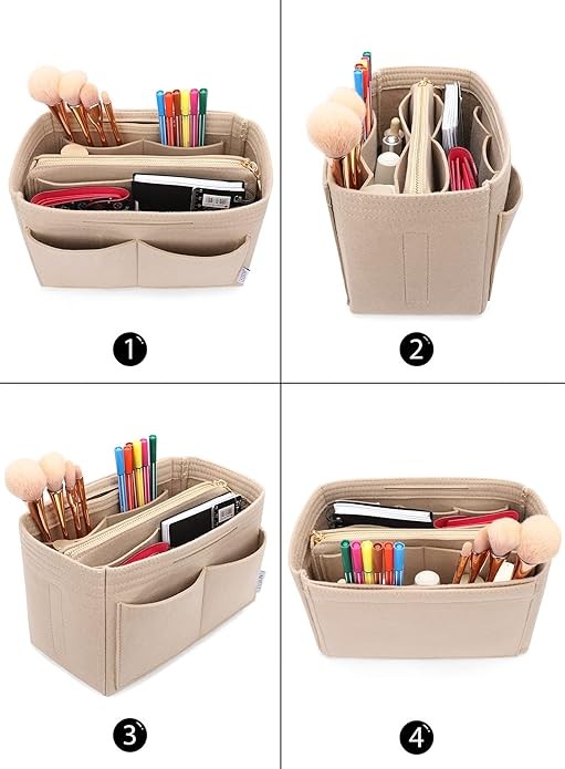 LEXSION Felt Wallet Bag Organizer with Zipper Pocket, Handbag Shaper, Fast, Neverful PM MM