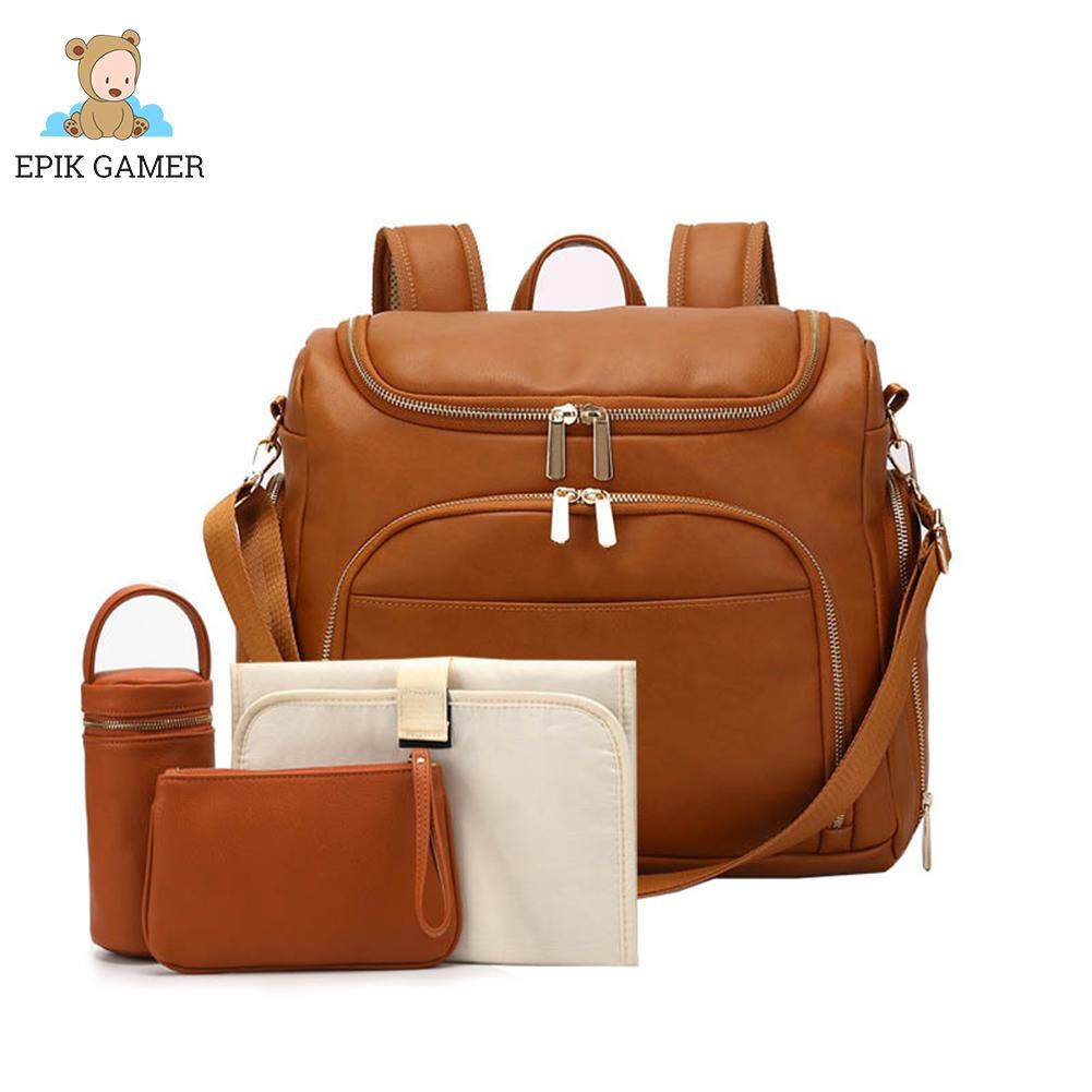 7-in-1 Baby Diaper Bag Solid PU Leather Mummy Maternity Bag Large Capacity Travel Back Pack Stroller Bags