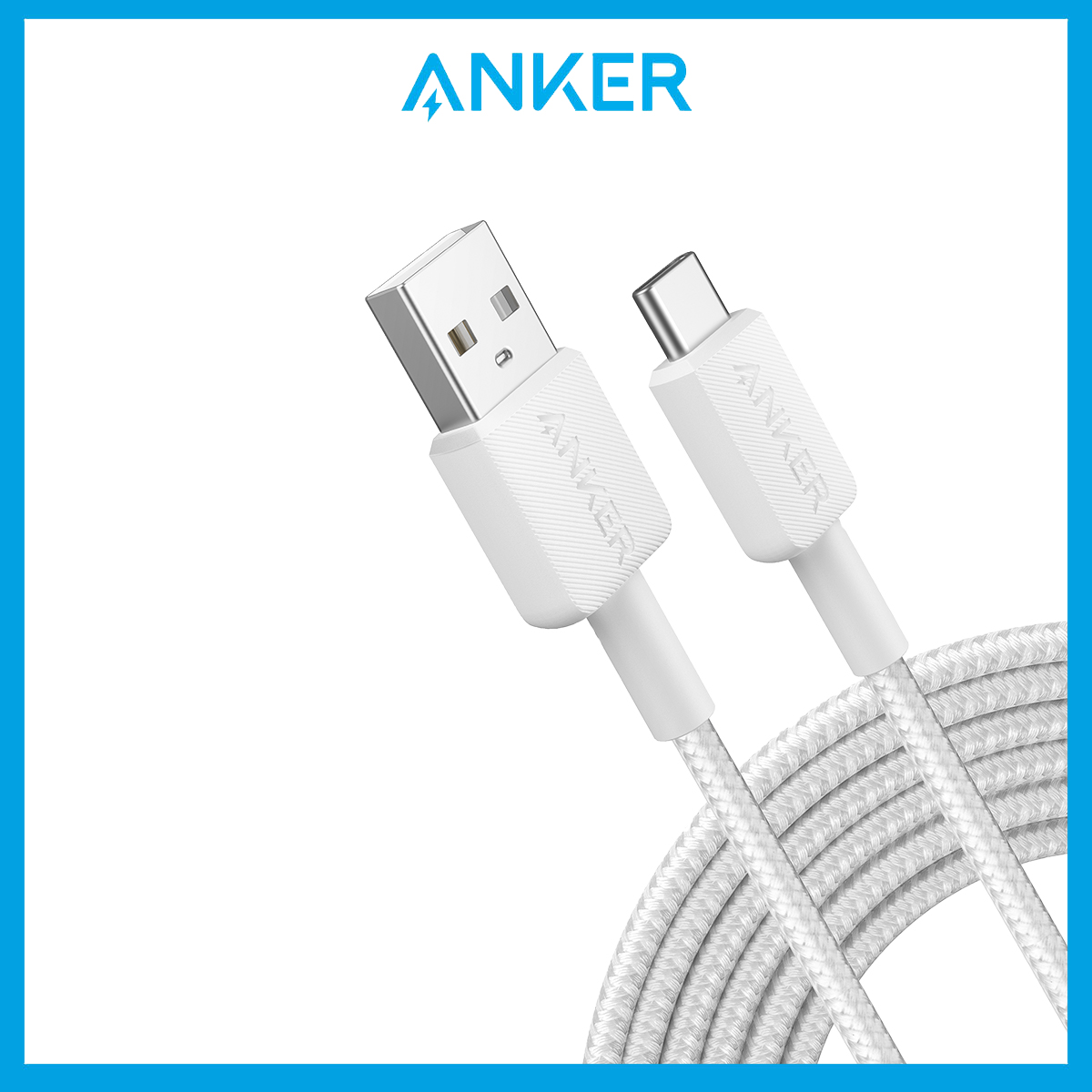 Anker 322 PowerLine USB A to USB C Cable Braided Nylon Cable 10ft/3m USB 2.0 Fast Charging for USB-C Phones, Tablets and more (A81H7)