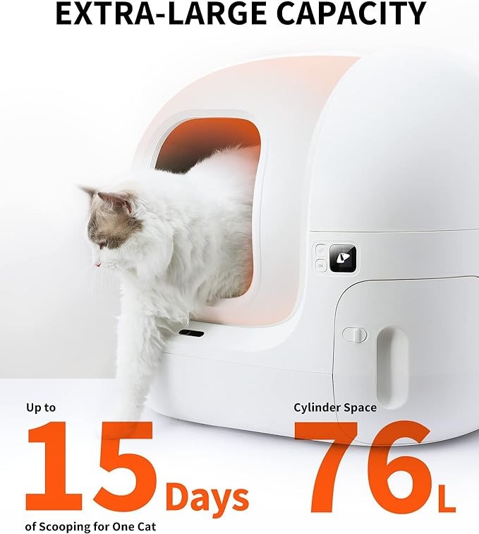 PETKIT Self Cleaning Cat Litter Box, PuraMax Cat Litter Box for Multiple Cats, App Control/xSecure/Odor Removal Automatic Cat Litter Box includes Trash Bags and K3 Smart Air Purifier Spray