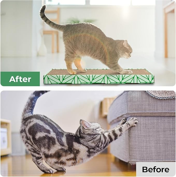 Cat Scratching Board with Tray Cat Scratcher Cardboard Cat Scratchers for indoor cats Cat Scratch Pad Cat Cardboard scratcher,Cat scratching pads,Scratch pad for cats,Cat scratch board 2PCS