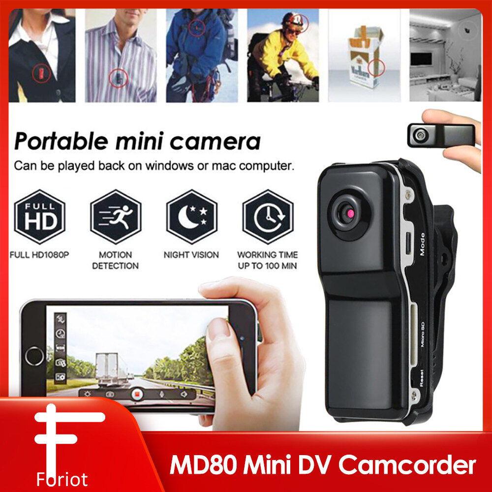 【Ready Stock】Original HD MD80 Mini DV Camcorder DVR Video Camera Webcam Support 16GB HD Cam Sports Helmet Bike Motorbike Camera Video Audio Recorder camera in cr mini camera connect to phone camera