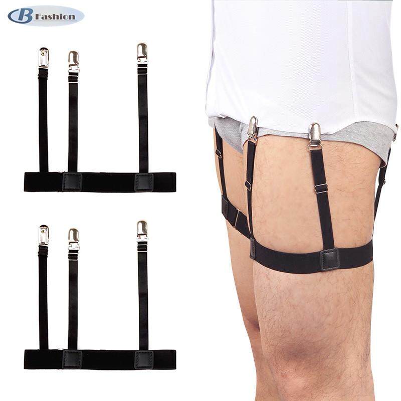 B-F 2 Pcs Men Shirt Stays Belt with Non-slip Locking Clips Keep Shirt Tucked Leg Thigh Suspender Garters Strap
