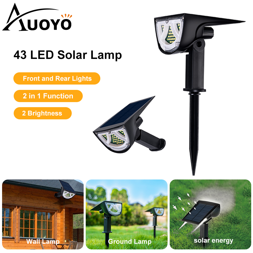 Auoyo LED Outdoor Solar Landscape Lights Solar Christmas Lights Outdoor Waterproof Auto Light Garden Pathway Wireless Ground Lighting Landscape Lamp Alloy Security Light Colorful Lights Waterproof Law