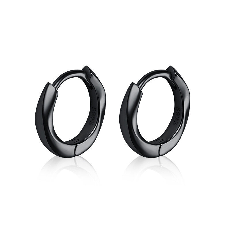 925 Silver Men's Trendy 2021 Simple Personality Ear Stud Hip Hop Boys Jewelry Irregular Curve Earrings