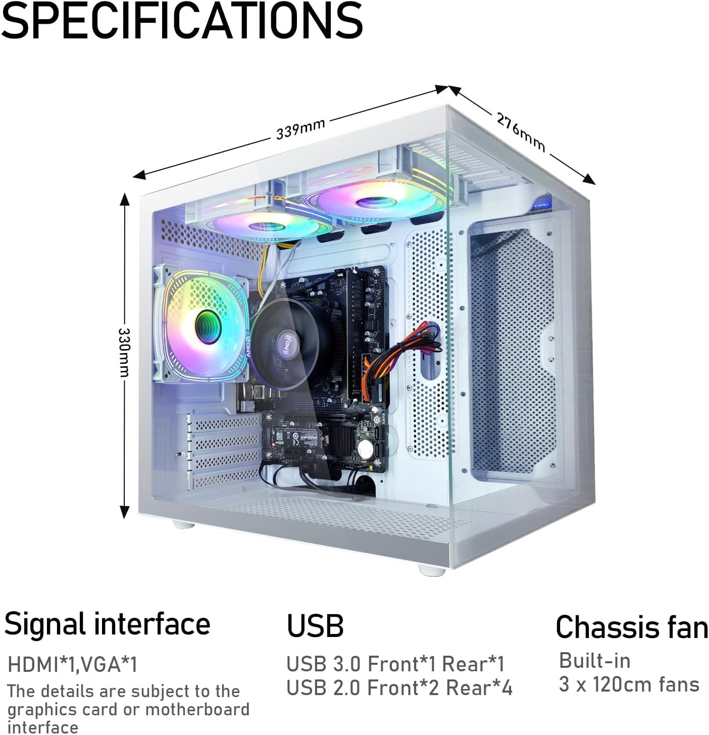 PreBuilt Gaming PC AMD Ryzen7 8700F(8Core 16Threads Up to 5.0G) | 32G DDR5 RAM | Nvme 1TB SSD | RTX 4060 8G | WiFi 6 Desktop Computers White