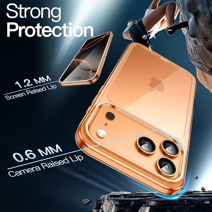 JETech Phone Case for iPhone New Pro Max 6.9 Inch, Non-Yellowing Shockproof Phone Bumper Cover, Scratch-Resistant Transparent Back (Orange)
