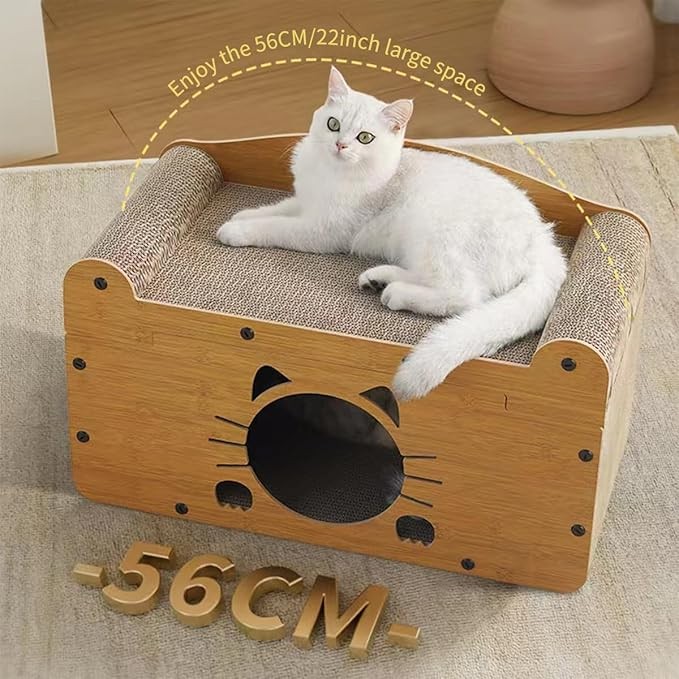 Cat Cardboard House Large Cat Scratcher Bed Cat Scratchers Lounge for Indoor Cats with Corrugated Board Detachable Cat Scratcher Box for Cats- Stable and Solid, Available on Both Sides