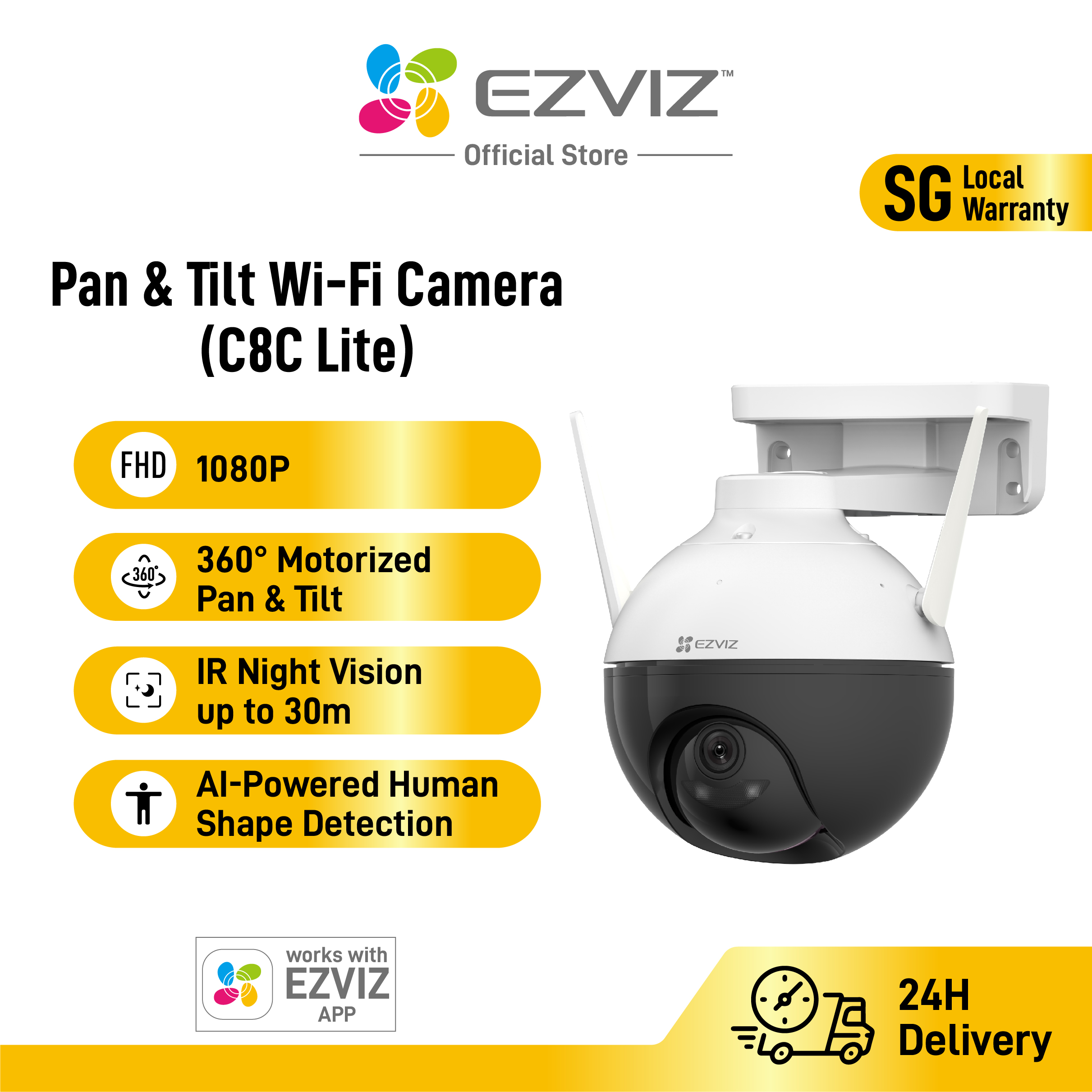 【SG warranty】EZVIZ C8C Lite 1080P 2MP 4mm Pan & Tilt Wi-Fi Camera Outdoor Wireless CCTV Camera 32/64/128/256GB