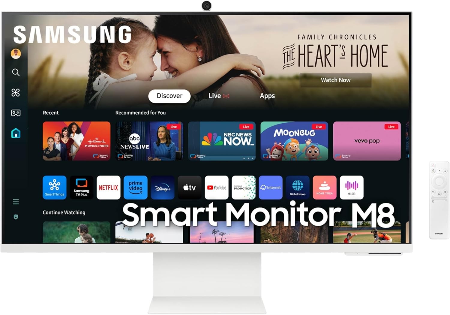 Samsung 32-inch M8 (M80D) Series 4K Ultra HD Smart Display with Streaming TV, Speakers, HDR10+, AI Upscaling, USB-C, Ergonomic Stand, SlimFit Camera, Gaming Hub, LS32DM801UNXZA, 2024