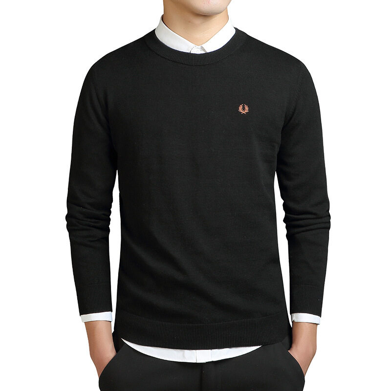 LUX ANGNER Autumn Winter Men's Pure Cotton Sweater Man Long Sleeve Solid Slim Fit Pullovers Sweaters For Men Casual Warm Jersey Knitted Pullover Korean Style Brand Clothes
